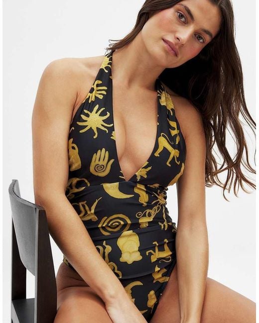 NA-KD Black Cross Strap Swimsuit
