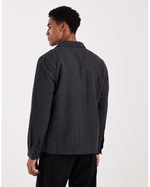 ASOS Gray Herringbone Overshirt for men