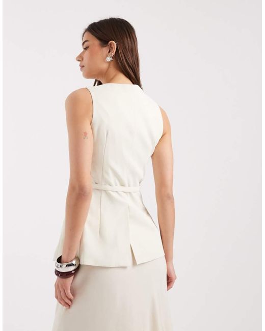 4th & Reckless White Longline V Neck Vest