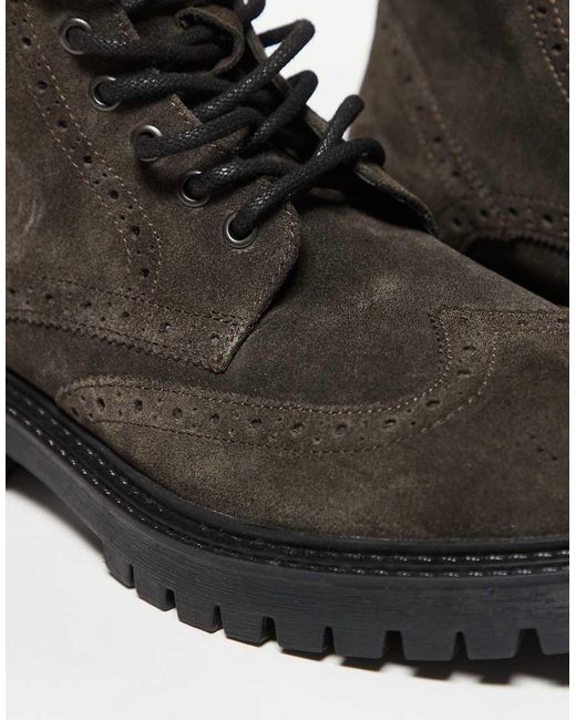 ASOS Black Brogue Lace Up Boots for men