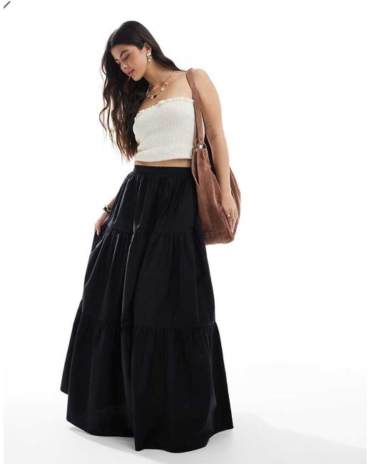 ASOS White Tiered Boho Maxi Skirt