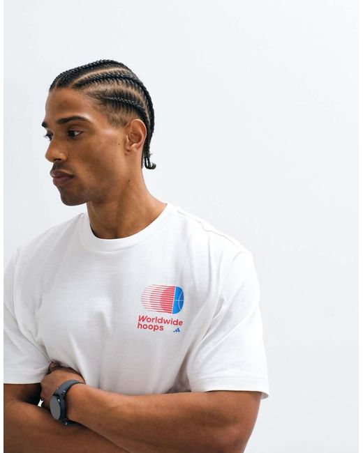 Adidas Originals Gray Adidas Training T-shirt With Hoops Back Print for men