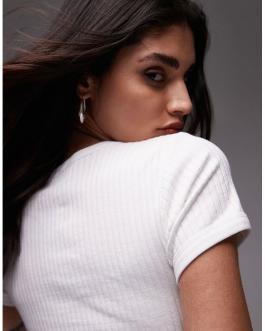 TOPSHOP White Wide Rib Tee