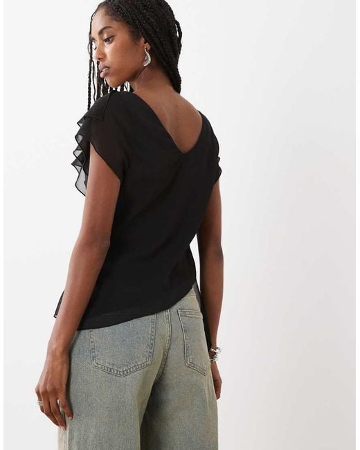 Motel Black Riksa Draped Floaty Top