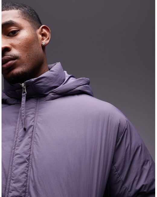 Topman Purple Collared Puffer Jacket for men