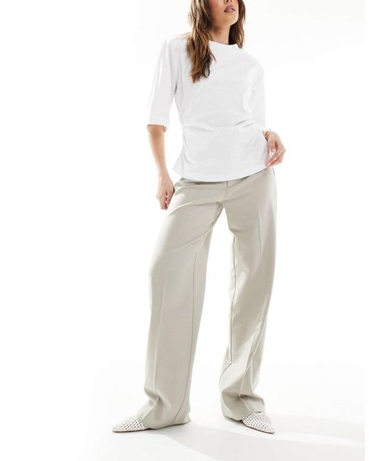 Pull&Bear White Straight Leg Tailored Trouser