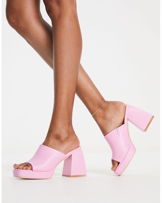 Glamorous Platform Heel Mule Sandals in Pink Lyst