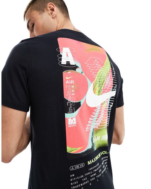 T-shirt nera con stampa sul retro di Nike in Blue da Uomo