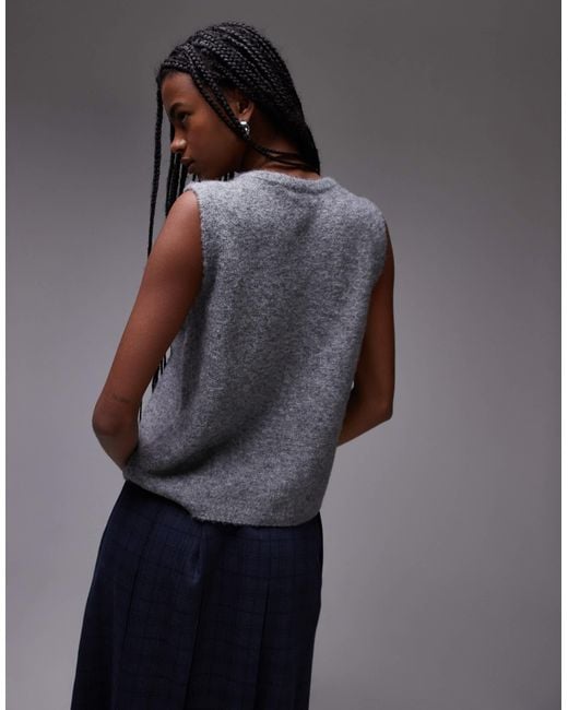 TOPSHOP Gray – strick-tanktop