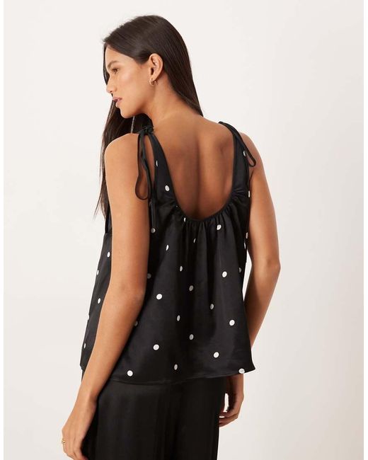 ASOS Black Satin Tie Shoulder Cami Top