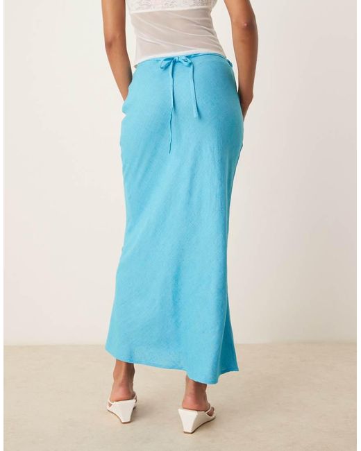 ASOS Schuingesneden Maxirok Van Linnenmix in het Blue