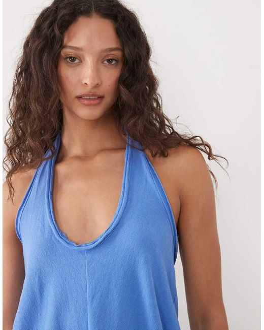 Mango Blue Teen Halterneck Mini Dress