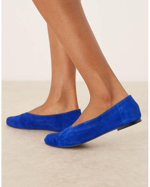 ASOS Blue Lawn Premium Suede Ballets
