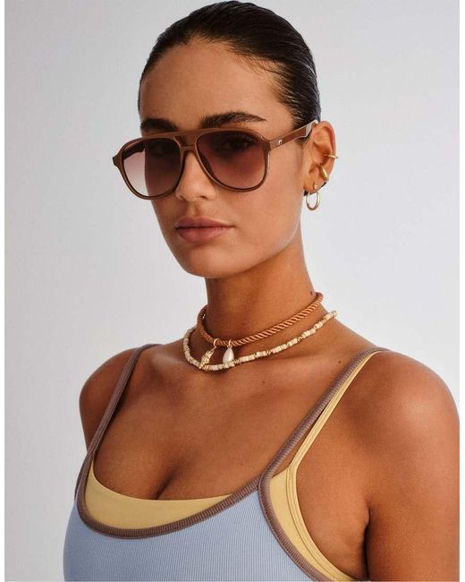 Le Specs Brown Tragic Magic Aviator Sunglasses
