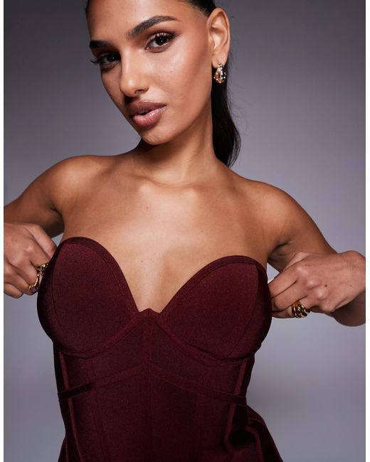ASOS Purple – trägerloses korsett-oberteil im bandagen-stil