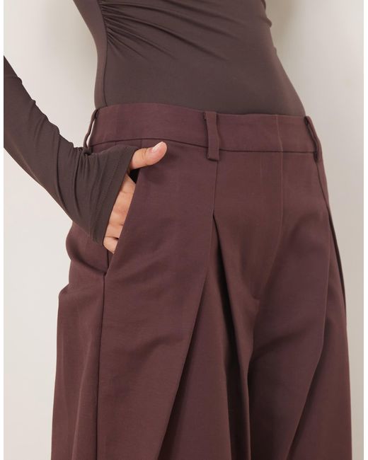 ASOS Brown Low Rise Deep Pleat Pants