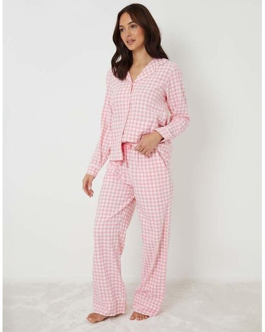 Threadbare Pink Check Long Sleeve Pyjamas