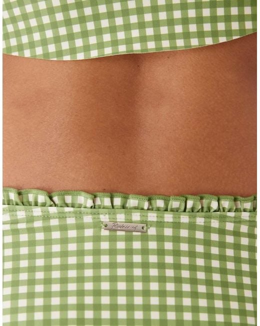 Reclaimed Vintage Green Hipster Bikini Bottoms With Frill Detail