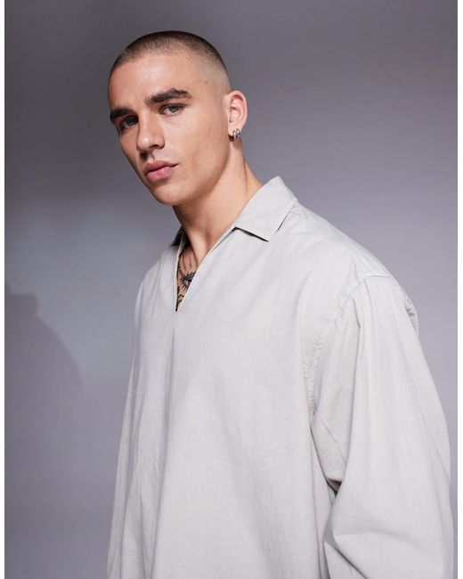 ASOS Gray Oversized Overhead Poplin Shirt for men