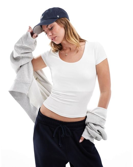 Cotton On White Byron Square Neck Short Sleeve Top
