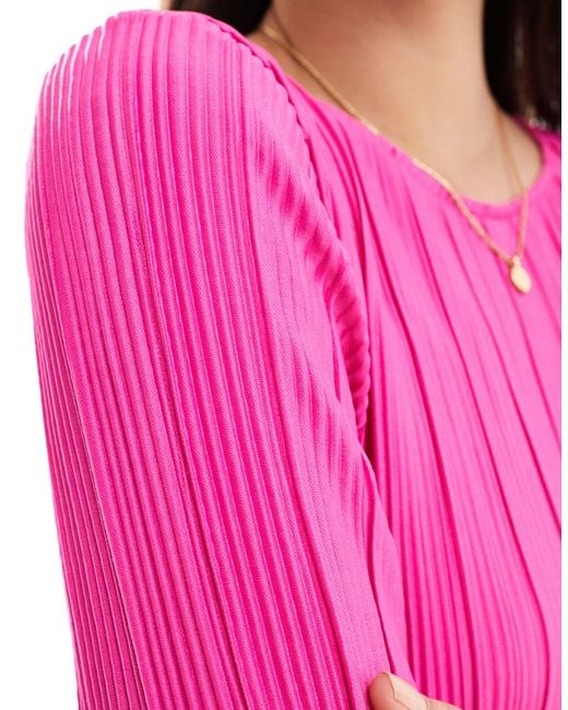 Y.A.S Pink Plisse T-shirt Maxi Dress