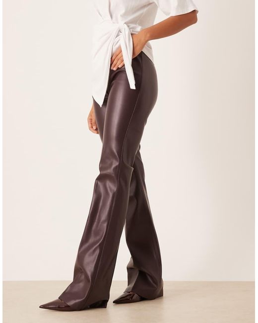 Mango Natural Faux Leather Fla Trouser