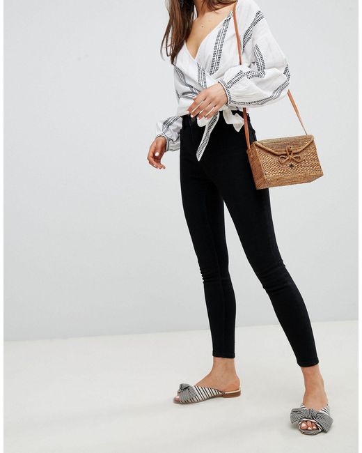 new look black high waisted skinny jeans