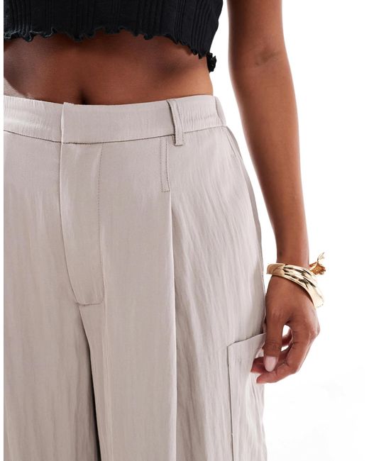 ASOS White Petite Barrel Leg Utility Trousers