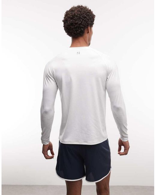 4505 White Lightweight Performance Waffle Henley Long Sleeve With Quick Dry for men