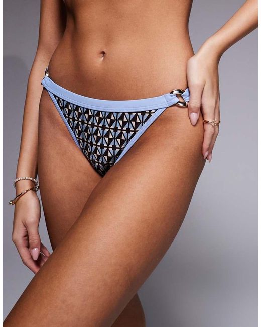 River Island Blue Geometric Bikini Brief