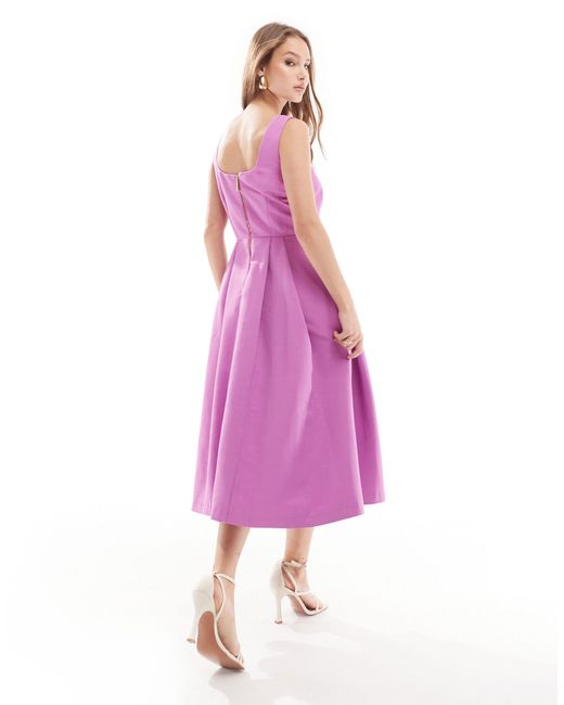 Closet Purple Full Skirt Midi Dress