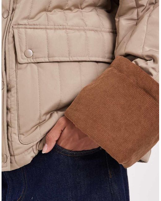 Aware Natural Quilted Barn Jacket With Contrast Trims