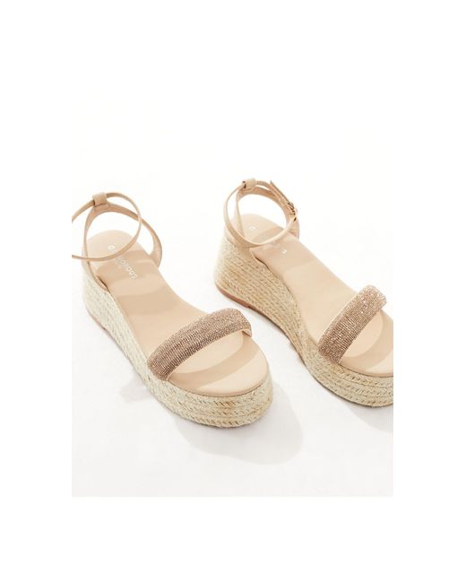 Glamorous Natural Espadrille Platform Heeled Sandals