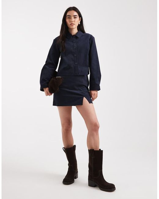 ASOS Blue Cropped Corduroy Shirt