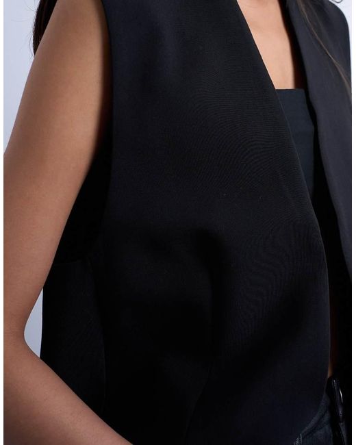 TOPSHOP Black Chuck On Sleeveless Blazer