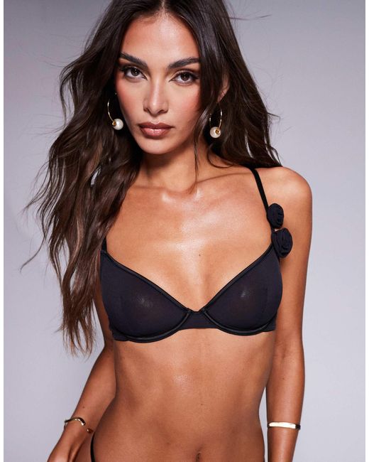 ASOS Brown Sasha Corsage Mesh Underwired Bra