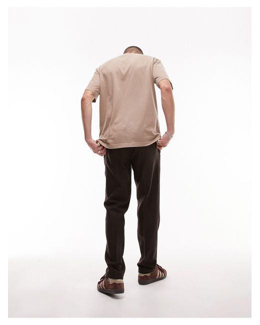 Pantalon ajusté en laine mélangée à taille élastique - marron Topman pour homme en coloris Brown