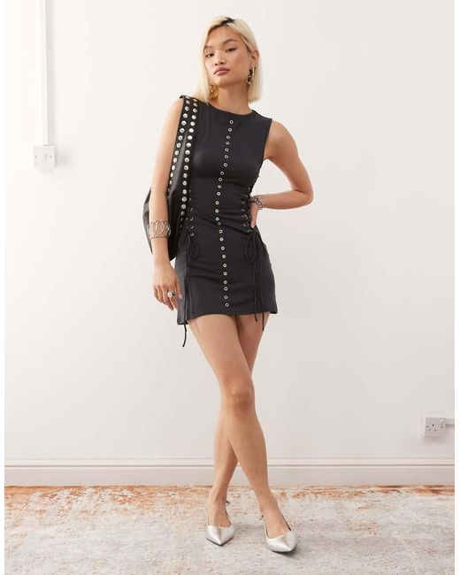 Vestito Corto Con Occhielli di Weekday in Black