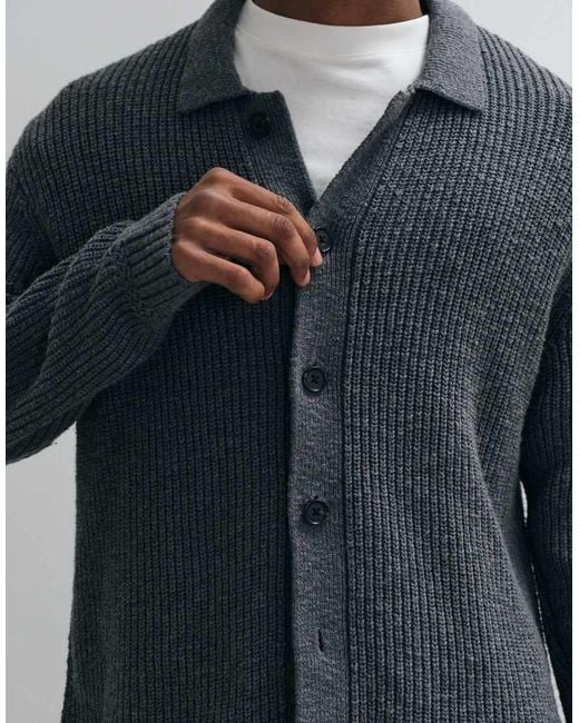 Abercrombie & Fitch Blue Knitted Crew Neck Button Up Cardigan for men