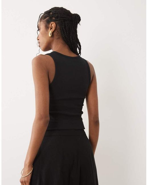 Abercrombie & Fitch Black Seamless High Neck Tank Top With Detail