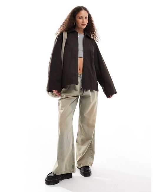 Weekday Brown Wax Coated Barn Jacket