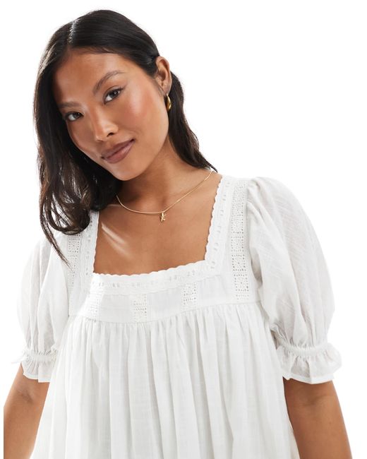 Miss Selfridge White Voile Smock Dress