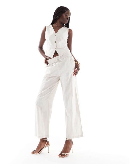 Vero Moda White Tailored Drawstring Waist Wide Leg Trouser Co-ord