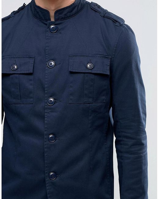 Pretty Green Lennon Jacket Military In Slim Fit Navy Navy in Blue for Men Lyst UK