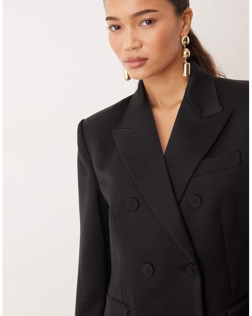 Mango Black Gilda Satin Look Tailored Blazer