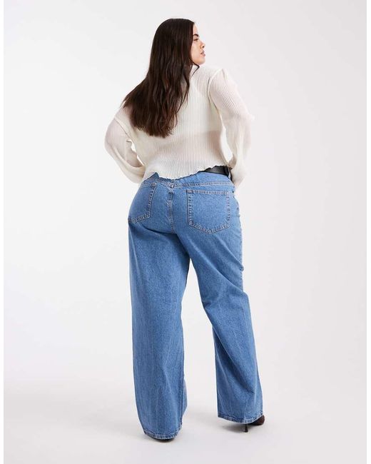 Vaqueros Dad Azul Pulcro De Pernera Ancha De Asos Design Curve ASOS de color Blue