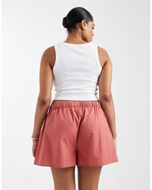 ASOS Red Asos Design Curve Tie Waist Pocket Detail Shorts