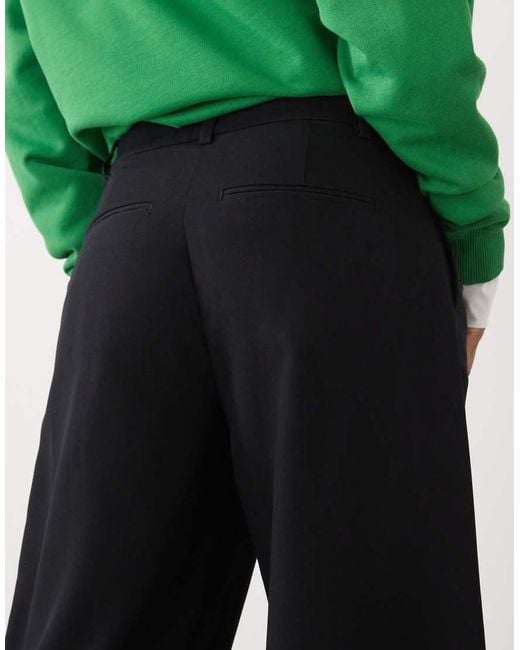 Weekday Black Dara Low Waist Wide Leg Trousers With Front Pleats