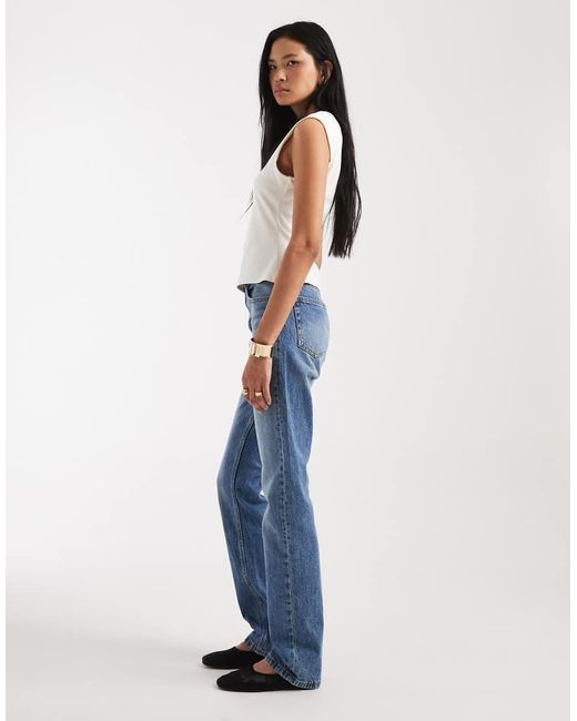 ASOS Blue Asos Design Tall High Waisted Slim Straight Jeans