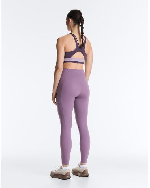 Oysho Purple Compressive Pocket High-rise 65cm Ankle-length leggings